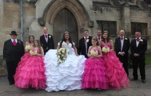 Over the top?...Rebekah Markham tied the knot to Kevin Smith wearing a 10 stone dress she designed in her very own real life Big Fat Gypsy Wedding