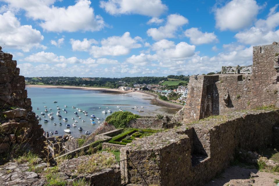 Royal Bay of Grouville viewed from Mont Orgueil Castle, Jersey, Channel Islands