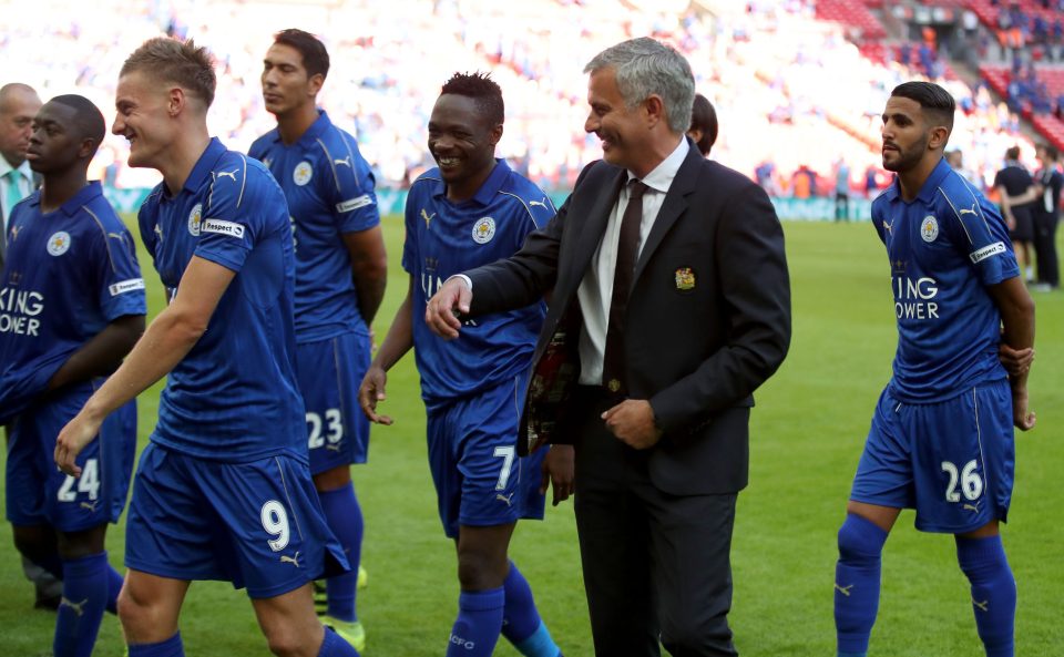 Mourinho jokes with Foxes players after United notched their Shield victory