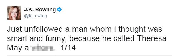  JK Rowling launched into a 14-post Twitter tirade shaming Mr Niven