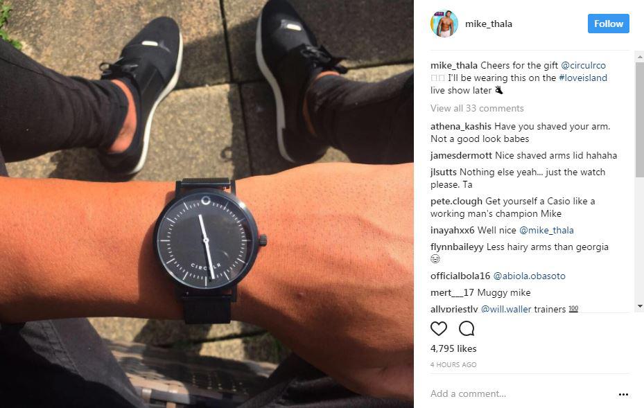  The comments started after he posted a picture of his new, freebie watch