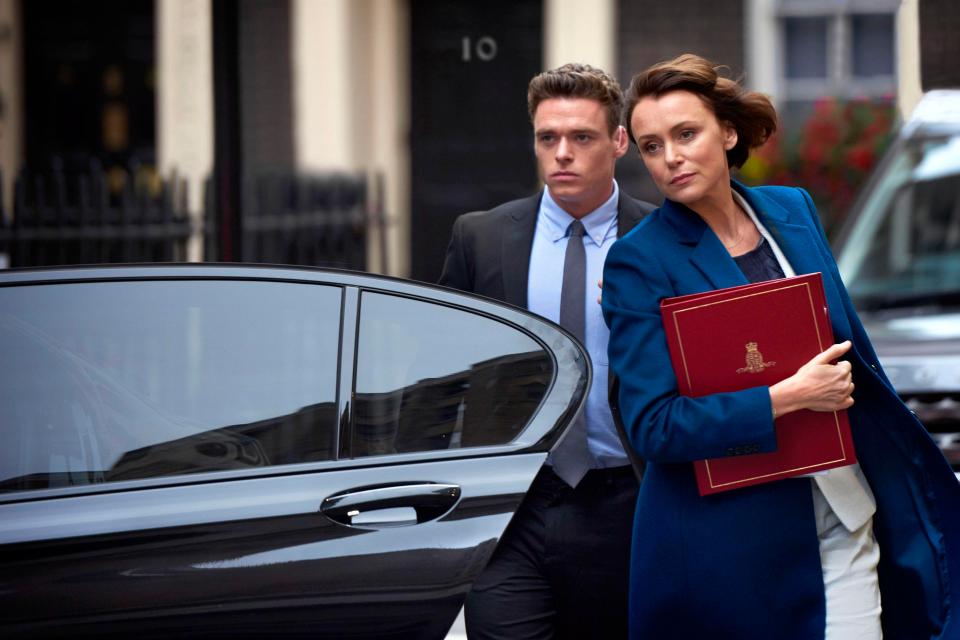 Richard played PC Budd while Keeley played Home Secretary Julia Montague