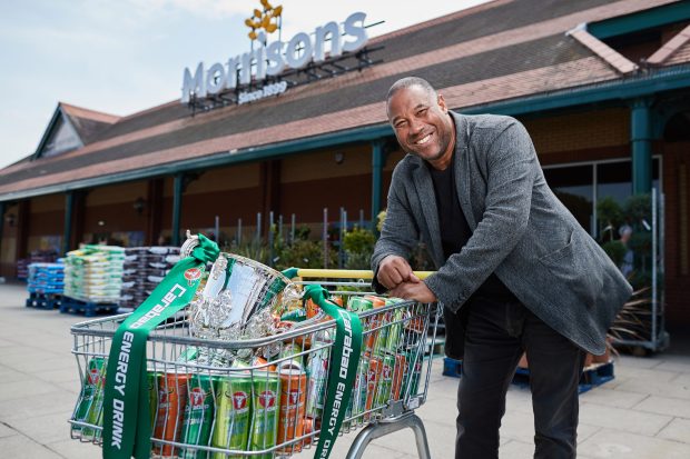 John Barnes can get his weekly groceries shopping done after completing the Carabao Cup draw at Morrisons