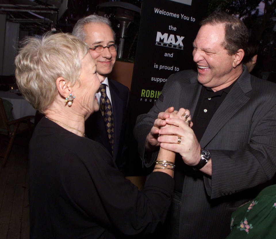  Dench and Weinstein at a pre-Oscar party in Hollywood in 2002