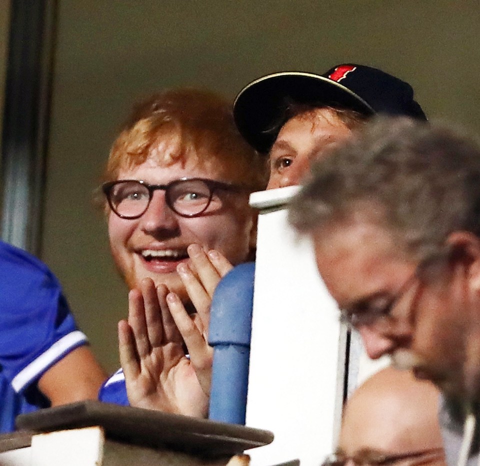  The singer looked thrilled when his team won the match in the 94th minute