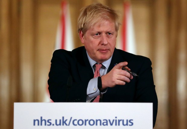 Prime Minister Boris Johnson holds a news conference addressing the government's response to the coronavirus outbreak