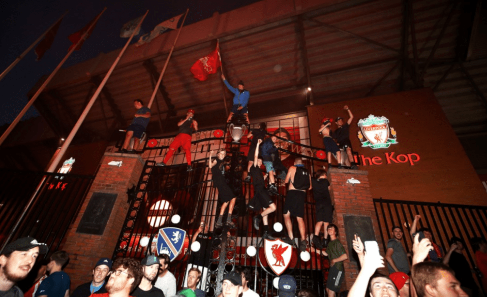  Fans scrambled for the best seat in the house at Anfield