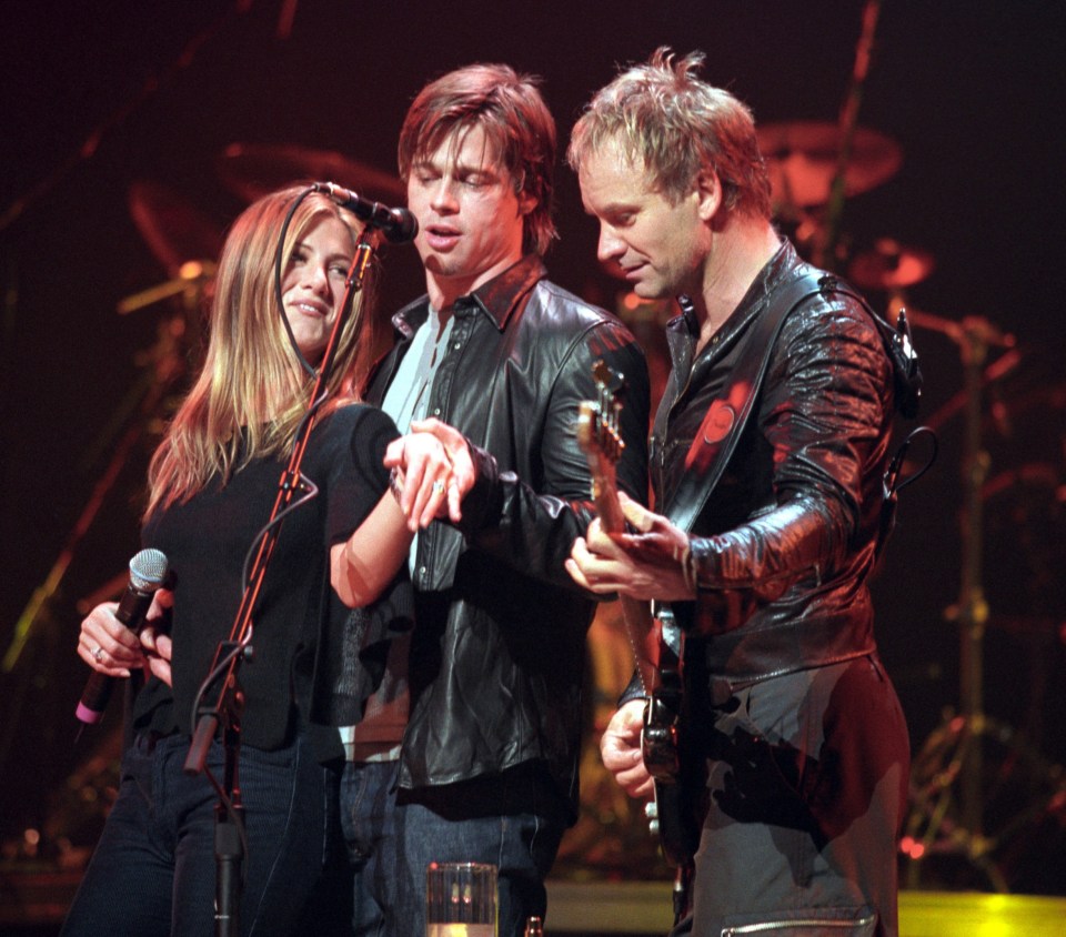 Jennifer Aniston showed off her ring on stage at a Sting concert