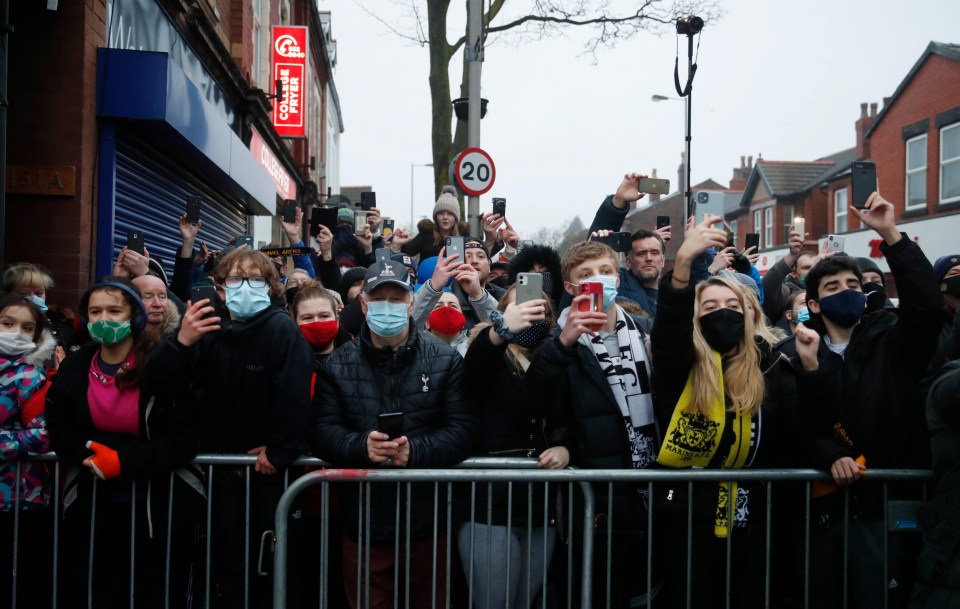 Hundreds gathered outside Rossett Park Stadium before the FA Cup clash