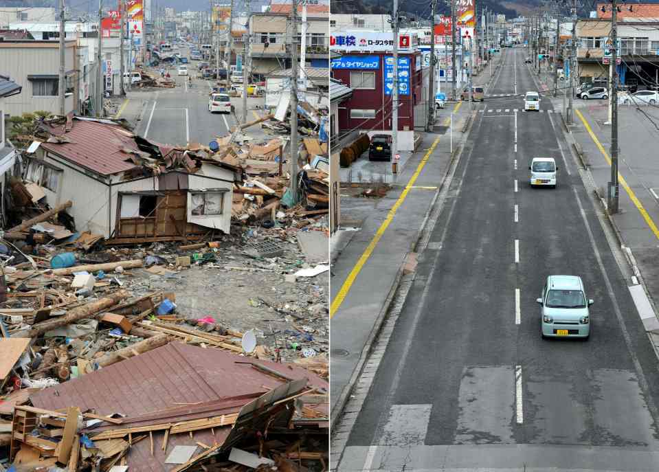 Streets were left strewn with debris