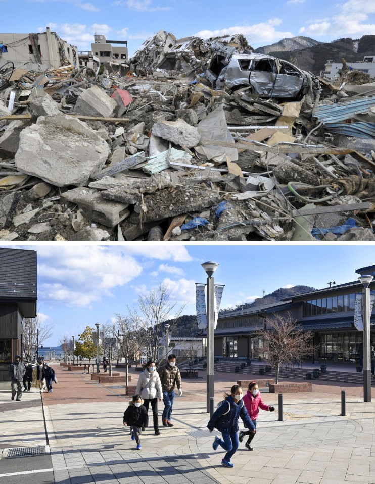 Incredible pictures show before and after cleanup from the devastating 2011 tsunami in Japan