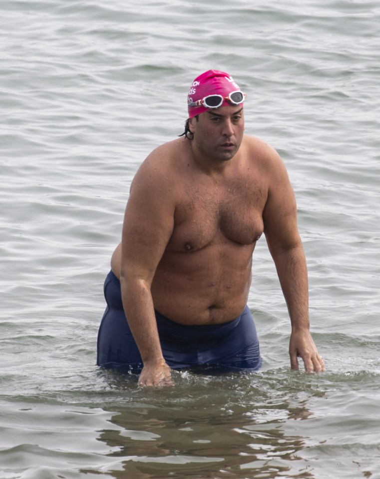 James Argent took a dip in the English channel today