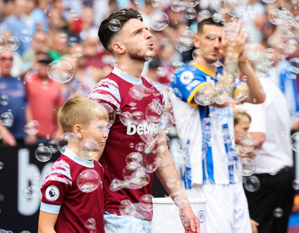 Declan revealed the news with a tattoo tribute to the tot on his left arm as he led West Ham out onto the pitch against Brighton