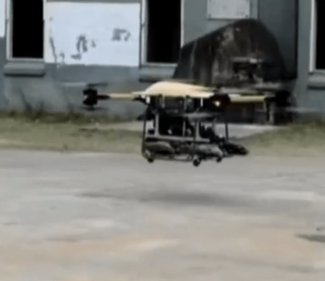 It can be delivered to the battlefield by a big drone
