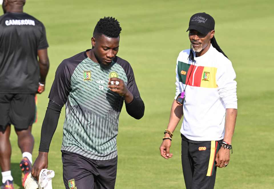 Rigobert Song, right, dropped Andre Onana, left, after a row about his style of play