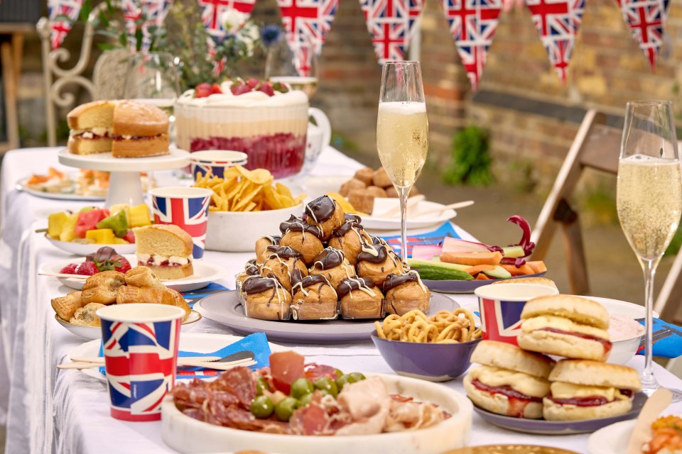 TIM STEWART NEWS LIMITED 07932745508: Ocado's Coronation range. The online supermarket says shoppers will be able to lay on a feast fit for a King for less than £9.20 per head, including favourite foods like pork pies, sausage rolls, scones and cheeses. ***Pix supplied as a technical service by Tim Stewart News Limited. No copyright inferred or implied***