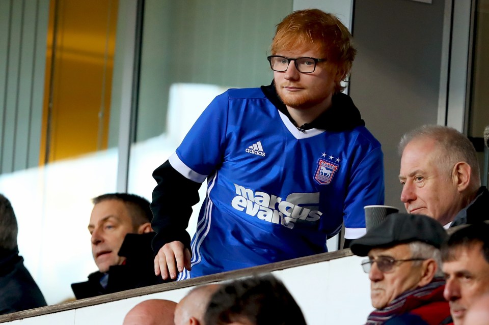 Sheeran is a lifelong fan of Ipswich and went into the dressing room for the first time