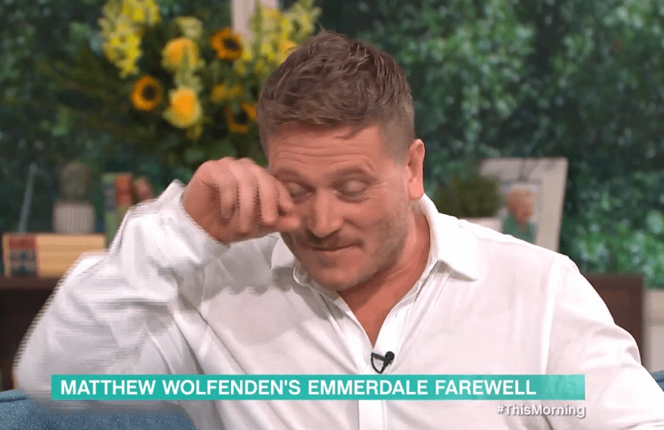 He wiped away tears after watching a montage of his best bits on Emmerdale