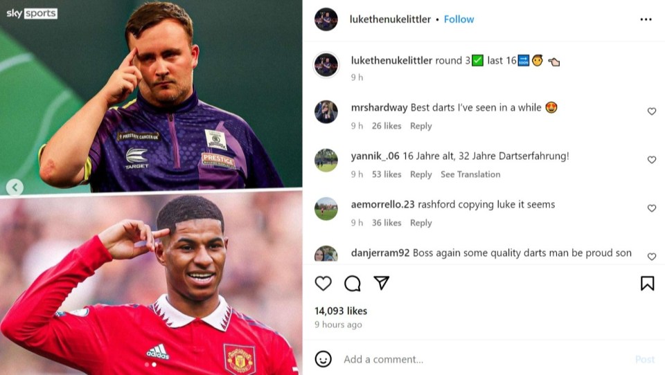 Littler had his celebration likened to Marcus Rashford