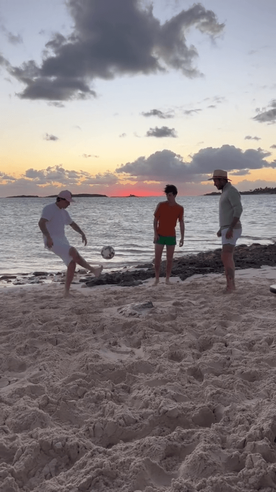The family played football on the sand