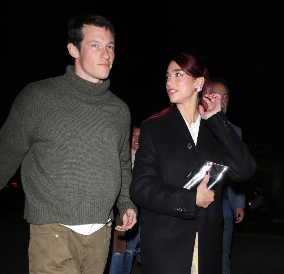 BGUK_2817043 - *PREMIUM-EXCLUSIVE* Los Angeles, CA - *MUST CALL FOR PRICING* The British Singer Dua Lipa and rumoured new boyfriend Callum Turner enjoy a spot of dinner with some friends at the R+D Kitchen before attending Callum's Q&A for his new series 'Masters of the Air' out in Los Angeles.....Pictured: Dua Lipa, Callum Turner....BACKGRID UK 14 JANUARY 2024 ....BYLINE MUST READ: Gio / BACKGRID....UK: +44 208 344 2007 / uksales@backgrid.com....USA: +1 310 798 9111 / usasales@backgrid.com....*Pictures Containing Children Please Pixelate Face Prior To Publication*