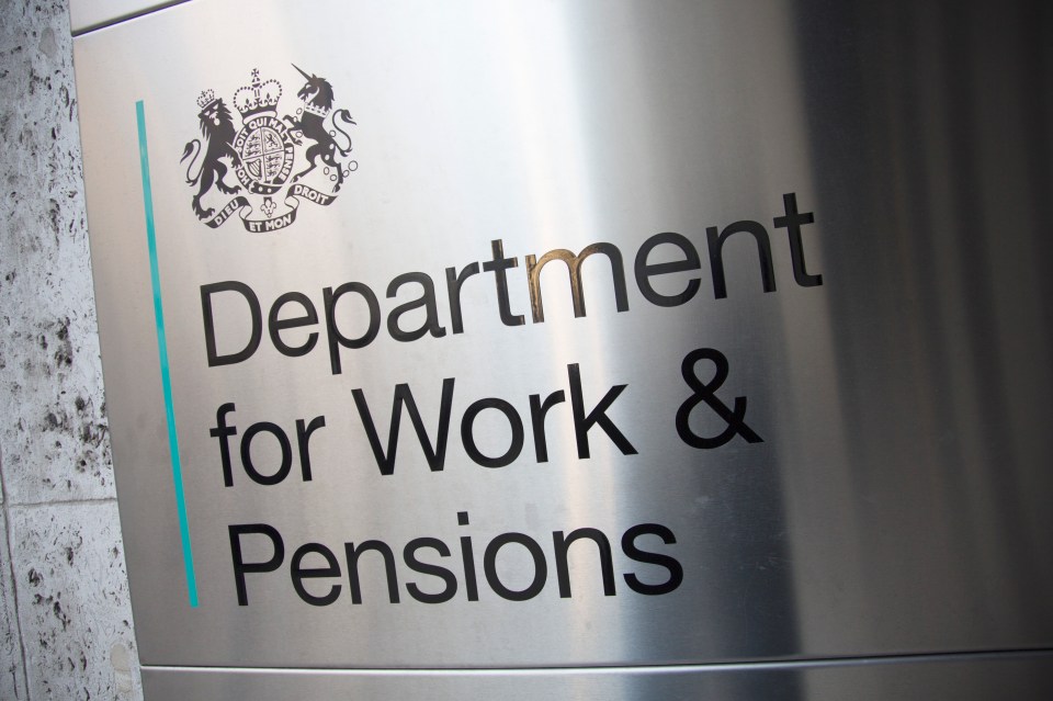 a metal sign for the department for work and pensions