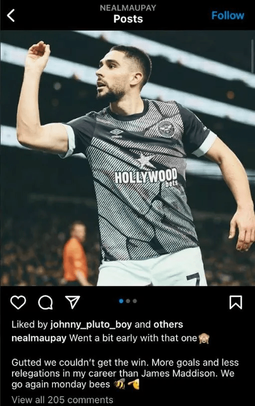 Neal Maupay had the last say in a feud he ignited