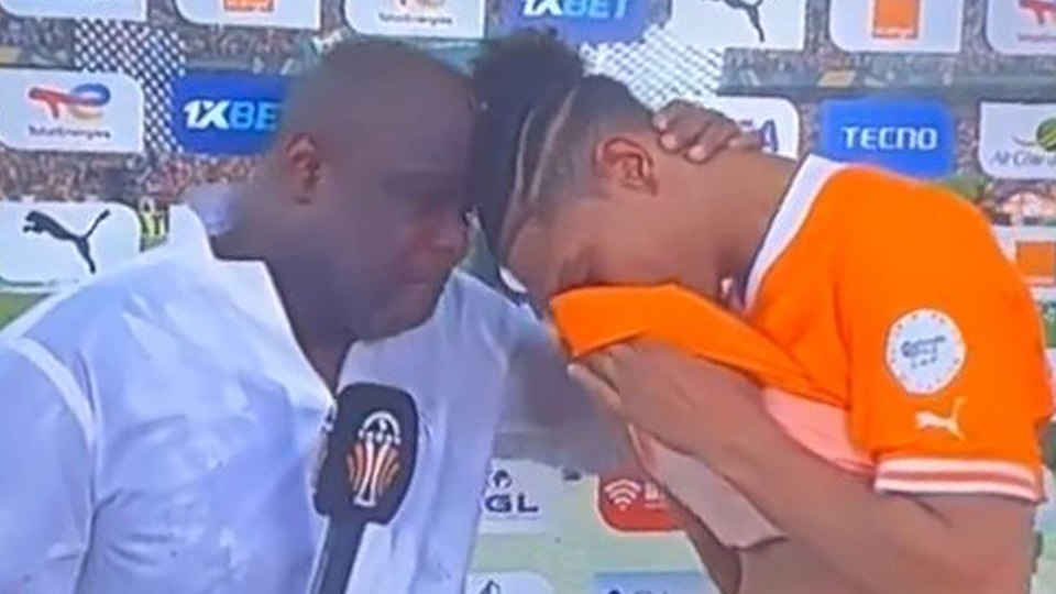 Sebastien Haller in tears after Afcon win