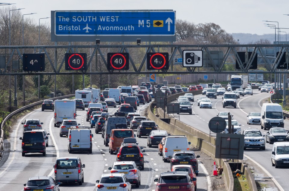 Speed restrictions were in place on the M5 south of Bristol yesterday to help ease the congestion