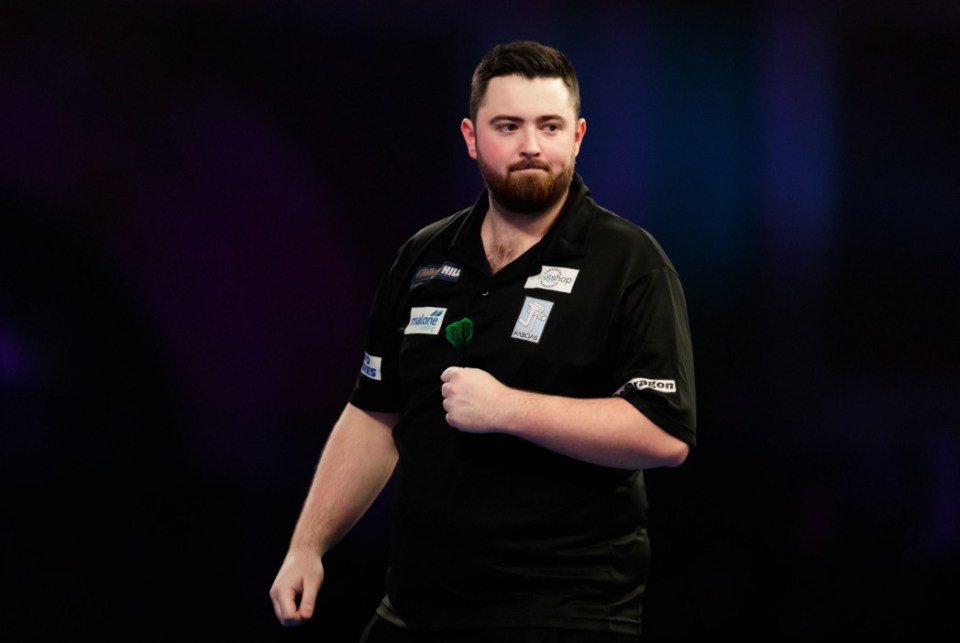 Luke Humphries celebrates winning a set during his match against Stephen Bunting during day eight of the William Hill World Darts Championships at Alexandra Palace, London. PRESS ASSOCIATION Photo. Picture date: Wednesday December 19, 2018. Photo credit should read: John Walton/PA Wire