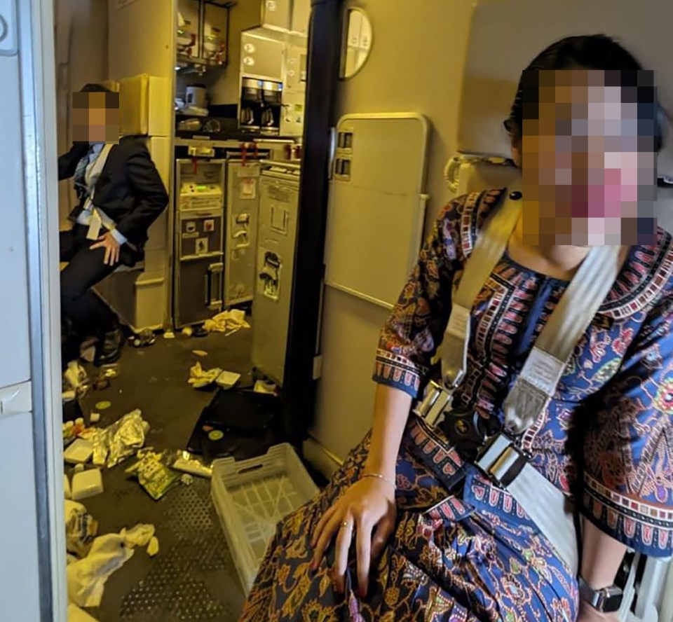 Another chilling picture shows a crew member with a blood pouring from her nose