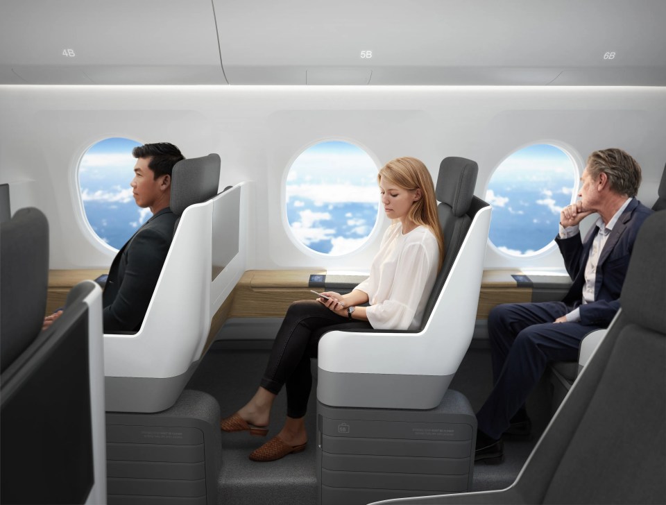 a woman sits in a seat with the number 58 on it