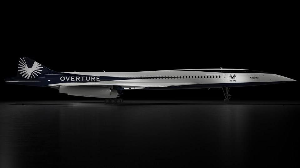 a plane with the word overture on the side