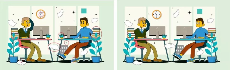 LASER VISION Everyone can see the plants - but you have 20/20 vision & high IQ if can spot the seven differences in 9 seconds