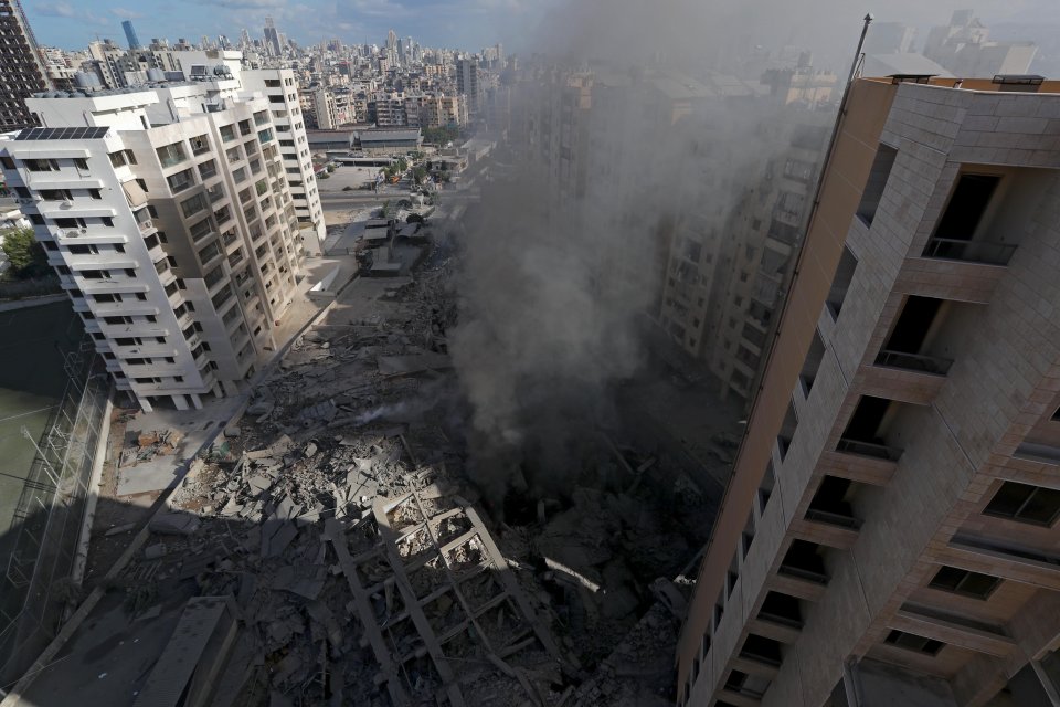 A scene after Israeli airstrikes in the southern suburbs of Beirut
