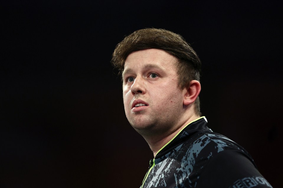 Callan Rydz of England during a darts match.