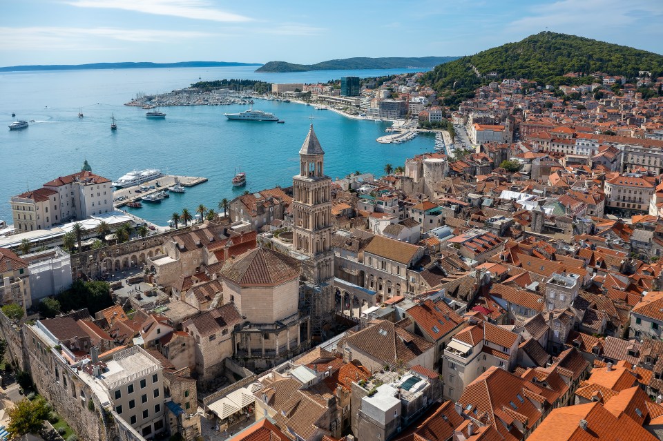 Aerial view of Split's old town, Croatia.