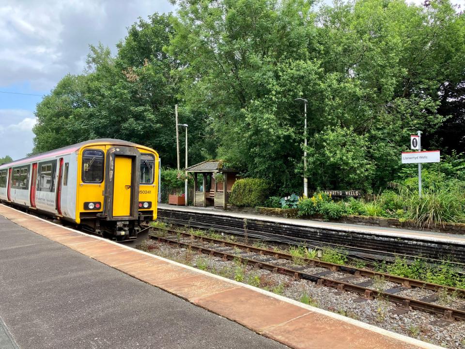 Class 150 diesel train at Llanwrtyd Wells Station.