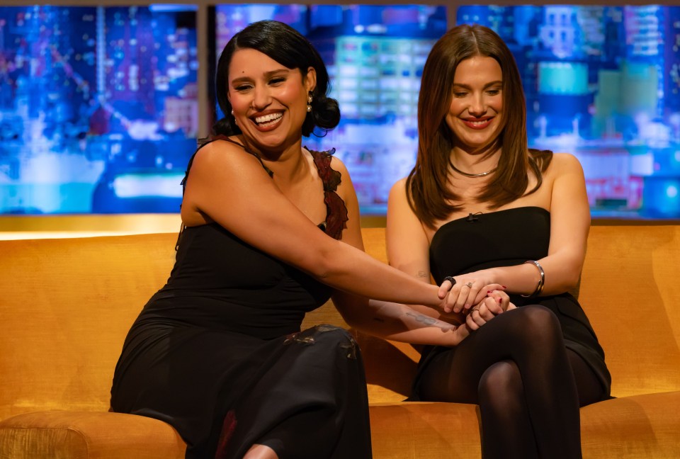 Raye and Millie Bobby Brown on The Jonathan Ross Show.