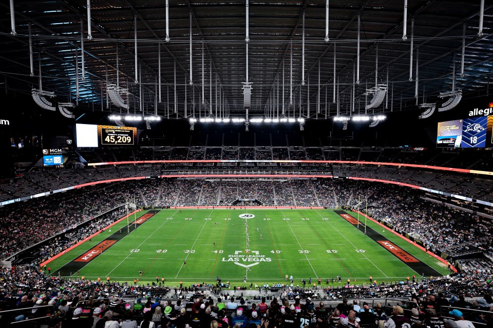 Penrith Panthers vs. Cronulla Sharks rugby league match in Las Vegas.
