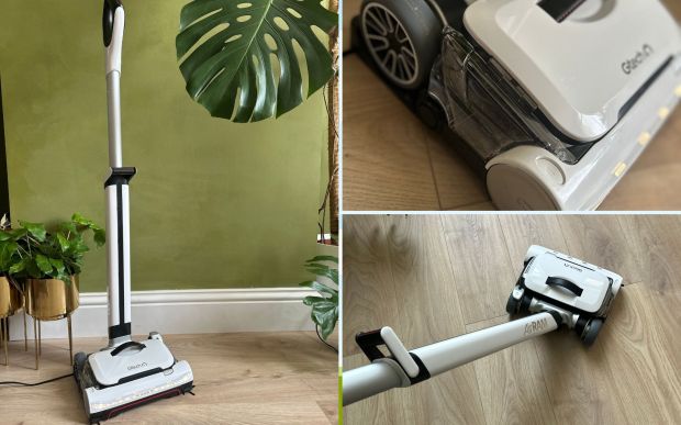 Collage of a Gtech vacuum cleaner.