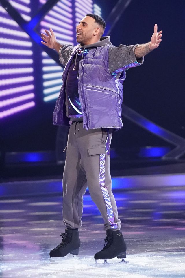 Anton Ferdinand ice skating on Dancing on Ice.