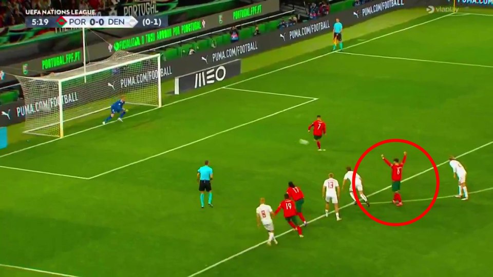 Bruno Fernandes celebrating a penalty kick that was saved by Kasper Schmeichel.