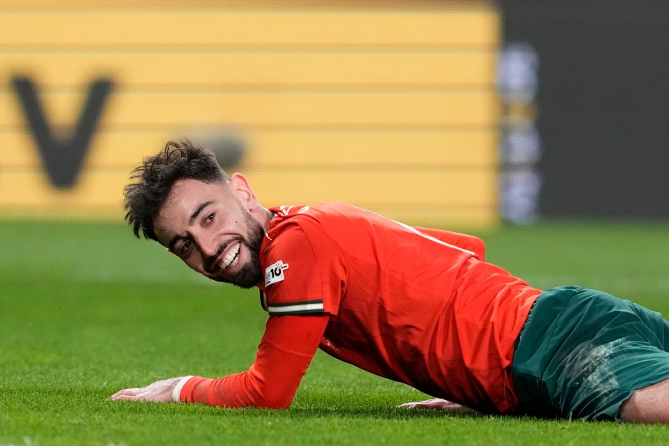 Bruno Fernandes of Portugal reacting during a soccer match.