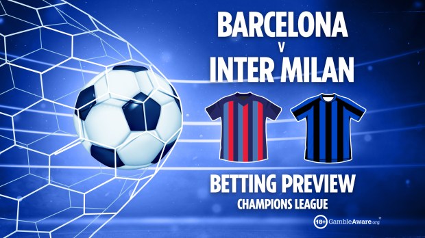 Illustration of a soccer ball in a goal, Barcelona vs Inter Milan Champions League betting preview.