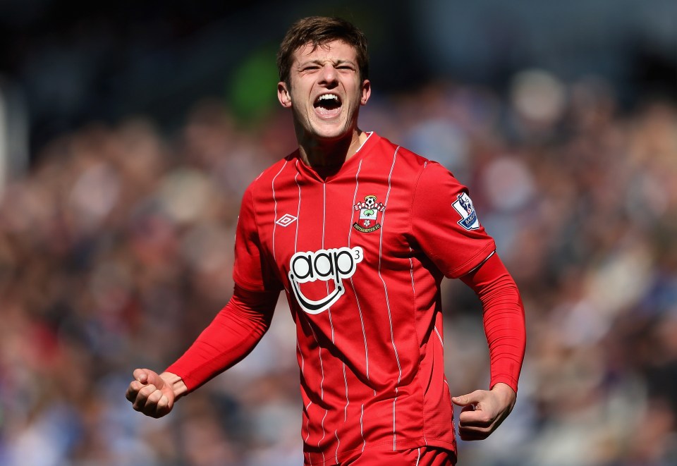 Adam Lallana of Southampton celebrating a goal.