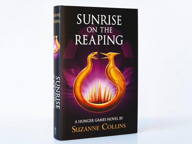 Book cover for Suzanne Collins' *Sunrise on the Reaping*, a Hunger Games novel.