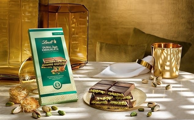 Lindt Dubai-Style chocolate bar with pistachios and nougat.