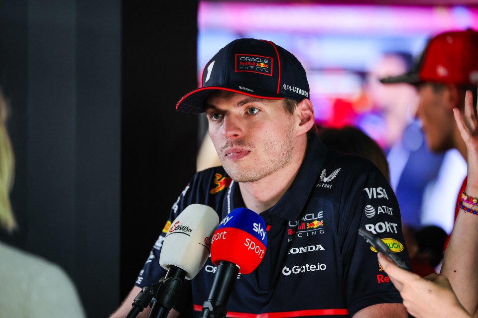 Max Verstappen of Red Bull Racing answering questions from the media.