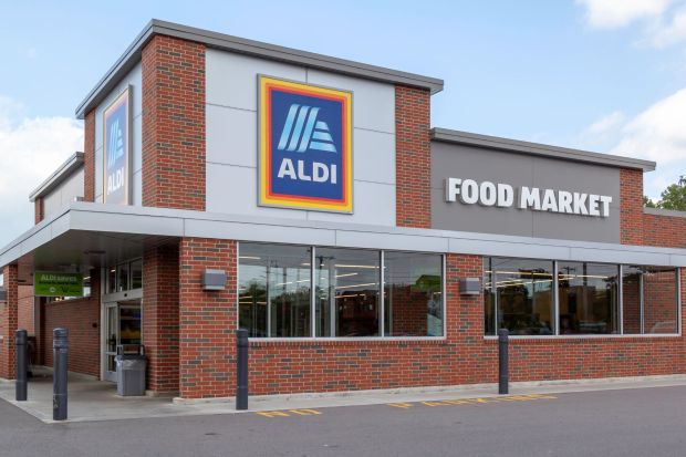 An image collage containing 1 images, Image 1 shows Aldi food market storefront